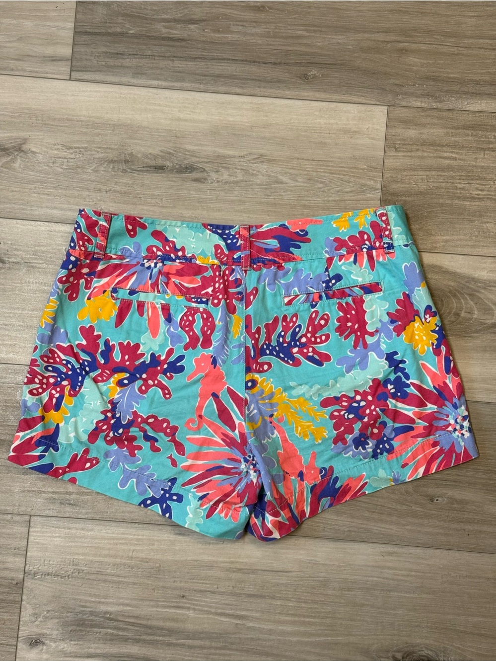 Lilly Pulitzer Pink & Aqua Floral Callahan Shorts - Picture 2 of 4